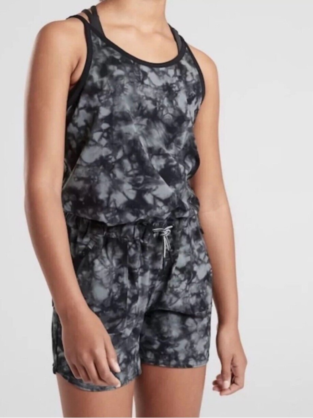 Kids Tie-Dye Black & Gray Athletic Romper